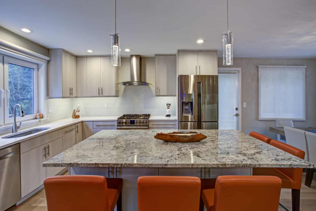 granite remnants on wooden board
