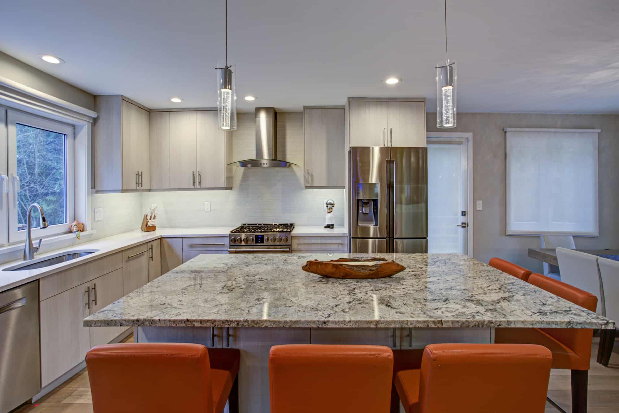 granite remnants on wooden board